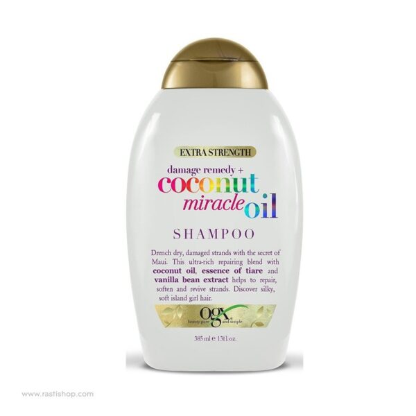 شامپو روغن نارگیل میاکل ogx محصول مناسب برای شستشو و بهبود موهای ضخیمی است که خشک یا آسیب‌دیده هستند.